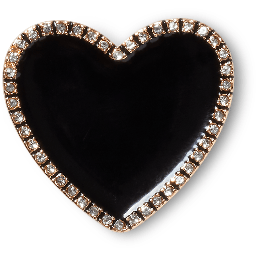 Crocs - Black Heart with Gold Outline Jibbitz™ charms for Women|Men|Jibbitz™ Charms