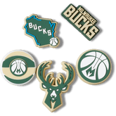 Crocs - NBA Milwaukee Bucks 5 Pack Jibbitz™ charms for Women|Men|Jibbitz™ Charms