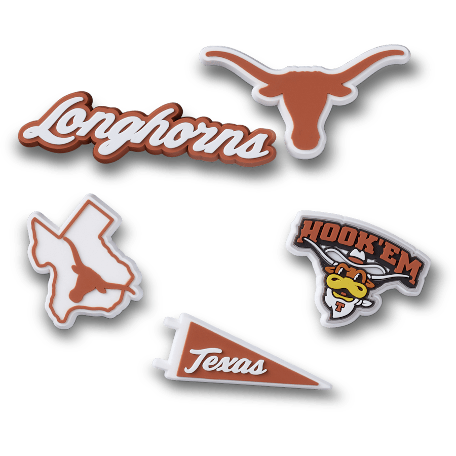 Crocs - University of Texas 5 Pack Jibbitz™ charms for Women|Men|Kids|Jibbitz™ Charms