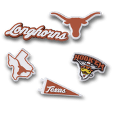 Crocs - University of Texas 5 Pack Jibbitz™ charms for Women|Men|Kids|Jibbitz™ Charms