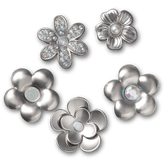 Crocs - Monochrome Slvr Flwrs 5 Pack Jibbitz™ charms for Women|Men|Jibbitz™ Charms