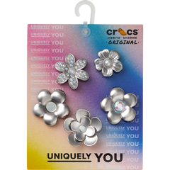 Crocs - Monochrome Slvr Flwrs 5 Pack Jibbitz™ charms for Women|Men|Jibbitz™ Charms
