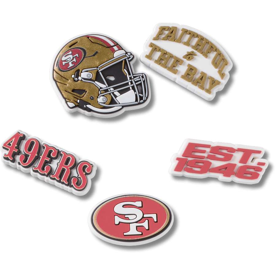 Crocs - NFL San Francisco 49ers 5 Pack Jibbitz Shoe Charm for Women|Men|Jibbitz™ Charms