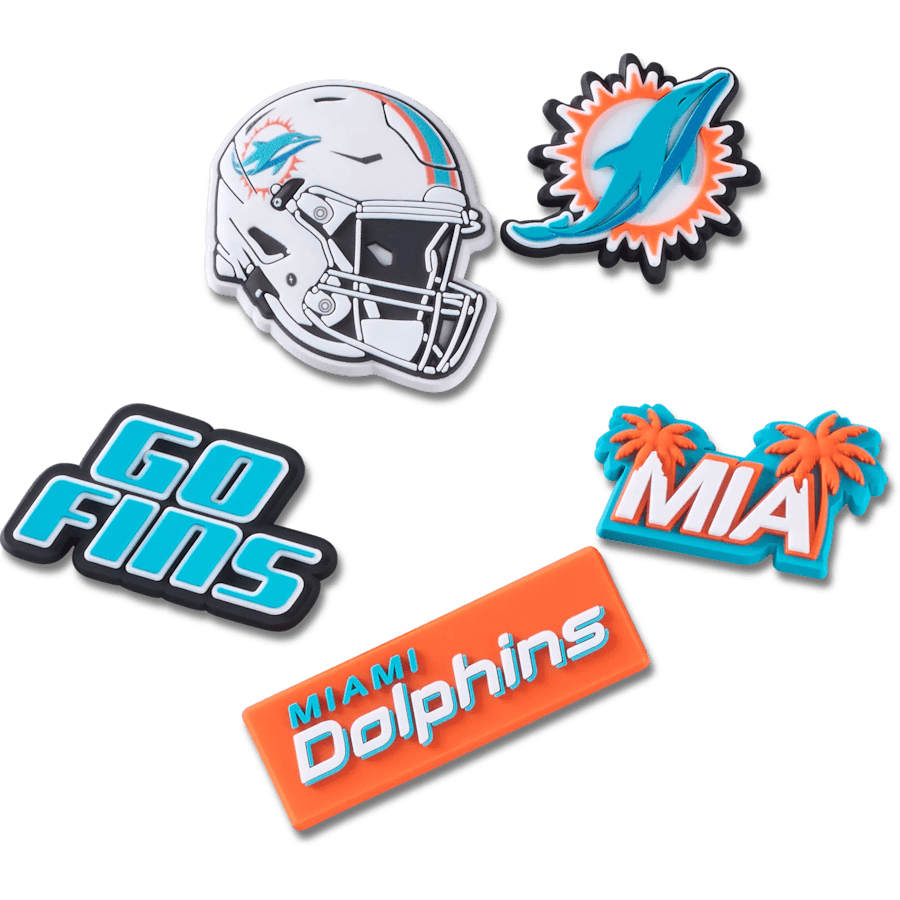 Crocs - NFL Miami Dolphins 5 Pack Jibbitz Shoe Charm for Women|Men|Jibbitz™ Charms