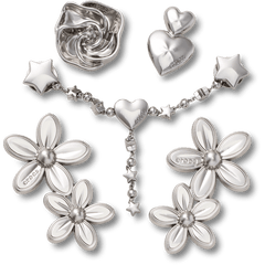 Crocs - Silver Meta Floral 5 Pack Jibbitz™ charms for Women|Men|Jibbitz™ Charms