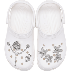 Crocs - Silver Meta Floral 5 Pack Jibbitz™ charms for Women|Men|Jibbitz™ Charms