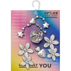 Crocs - Silver Meta Floral 5 Pack Jibbitz™ charms for Women|Men|Jibbitz™ Charms