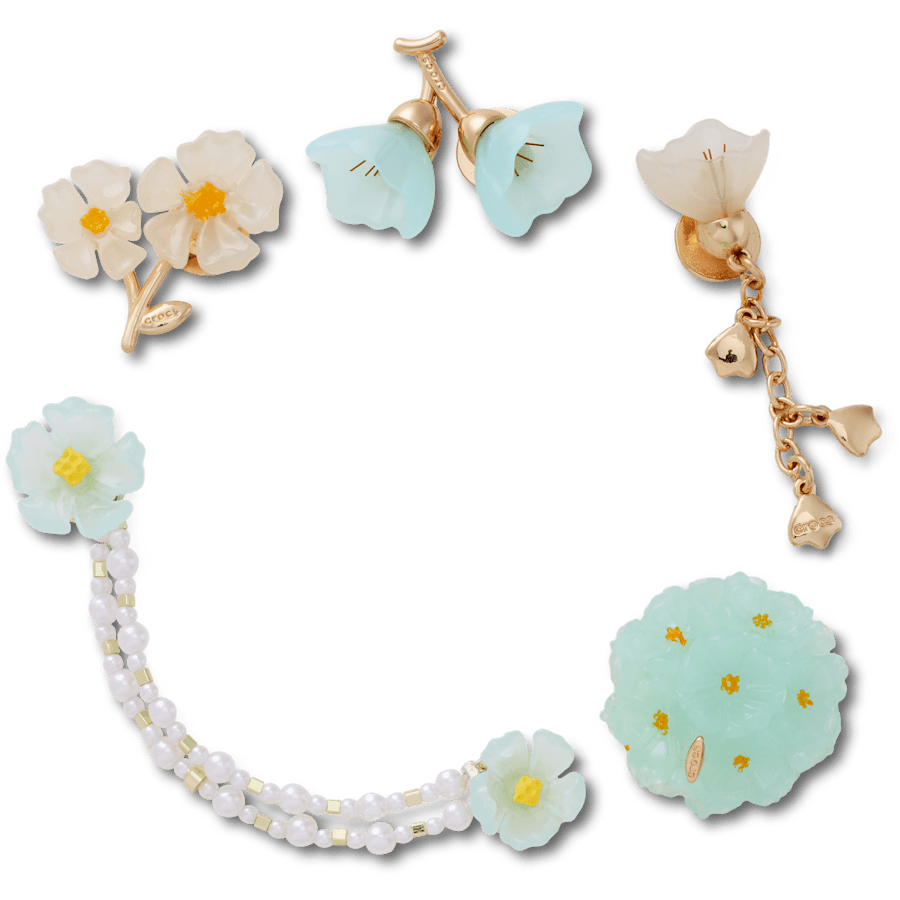 Crocs - Blue Dainty Floral 5 Pack Jibbitz™ charms for Women|Men|Jibbitz™ Charms