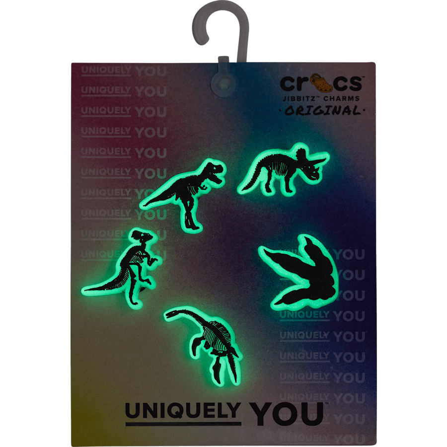 Crocs - Glow In The Dark Dino 5 Pack Jibbitz Shoe Charm for Women|Men|Jibbitz™ Charms