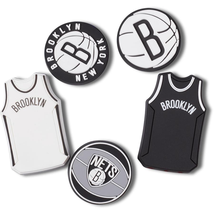 Crocs - NBA Brooklyn Nets 5 Pack Jibbitz™ charms for Women|Men|Jibbitz™ Charms