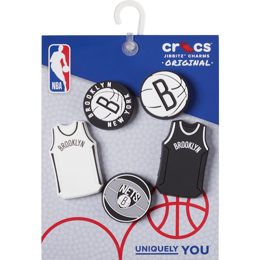 Crocs - NBA Brooklyn Nets 5 Pack Jibbitz™ charms for Women|Men|Jibbitz™ Charms