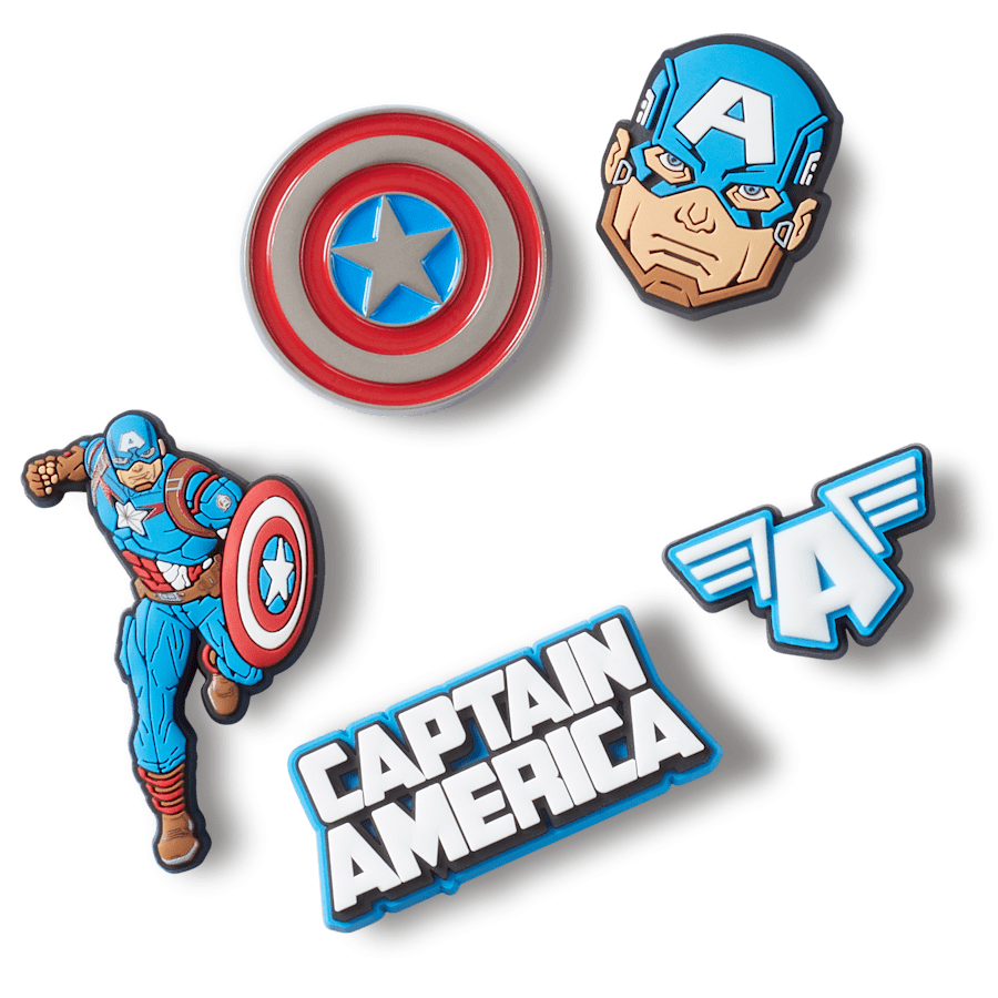 Crocs - Captain America 5 Pack Jibbitz™ charms for Women|Men|Kids|Jibbitz™ Charms