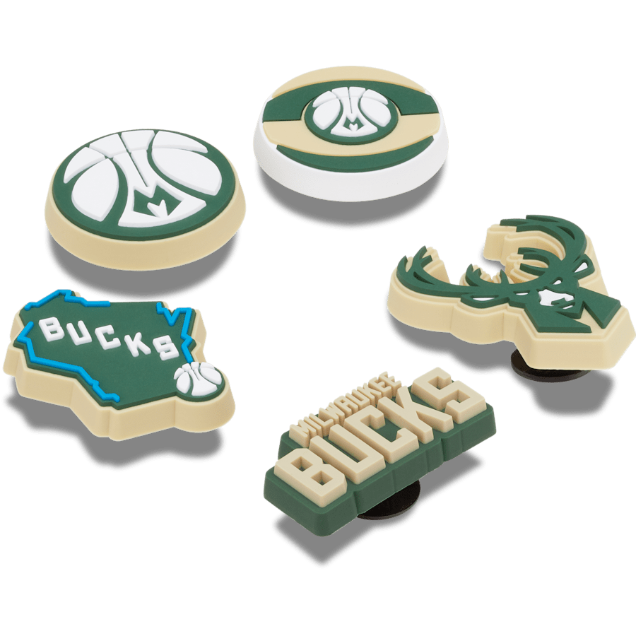 Crocs - NBA Milwaukee Bucks 5 Pack Jibbitz™ charms for Women|Men|Jibbitz™ Charms