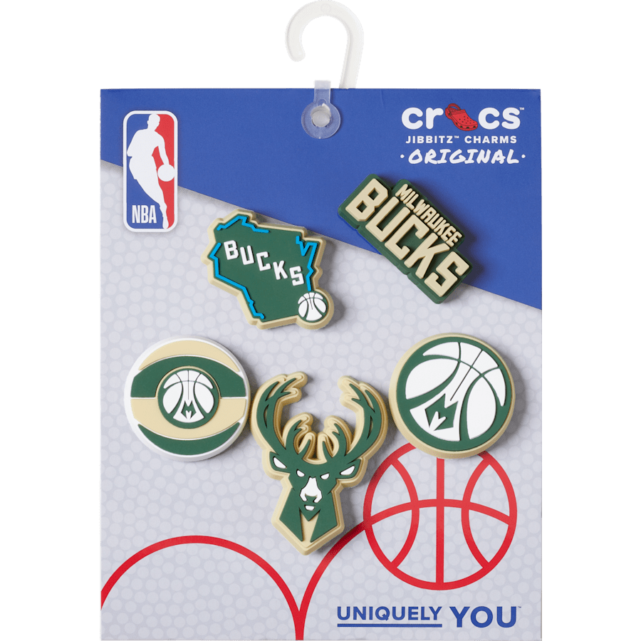 Crocs - NBA Milwaukee Bucks 5 Pack Jibbitz™ charms for Women|Men|Jibbitz™ Charms