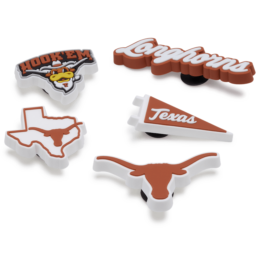 Crocs - University of Texas 5 Pack Jibbitz™ charms for Women|Men|Kids|Jibbitz™ Charms