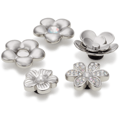 Crocs - Monochrome Slvr Flwrs 5 Pack Jibbitz™ charms for Women|Men|Jibbitz™ Charms