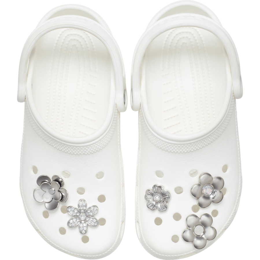 Crocs - Monochrome Slvr Flwrs 5 Pack Jibbitz™ charms for Women|Men|Jibbitz™ Charms