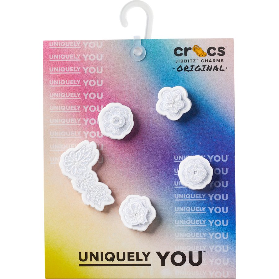 Crocs - White Elegant Floral 5 Pack Jibbitz™ charms for Women|Men|Jibbitz™ Charms