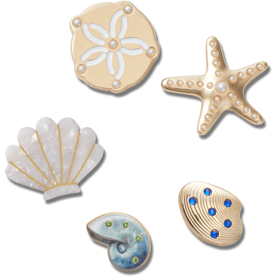 Crocs - Gold Seashell 5 Pack Jibbitz™ charms for Women|Men|Jibbitz™ Charms