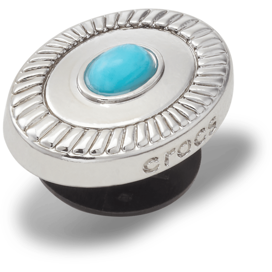 Crocs - Silver Turquoise Emblem Jibbitz™ charms for Women|Men|Jibbitz™ Charms