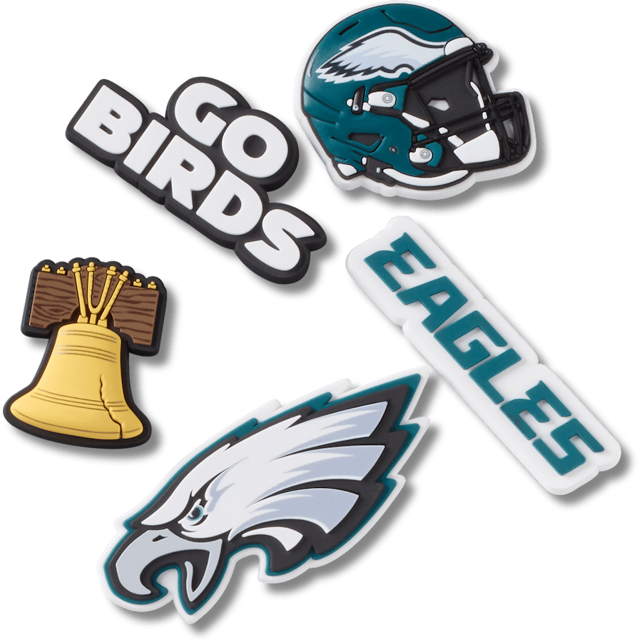 Crocs - NFL Philadelphia Eagles 5 Pack Jibbitz Shoe Charm for Women|Men|Jibbitz™ Charms
