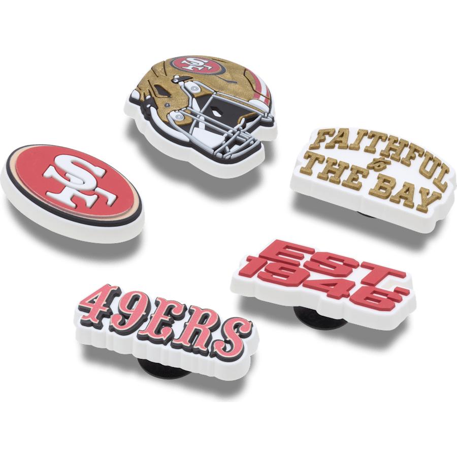 Crocs - NFL San Francisco 49ers 5 Pack Jibbitz Shoe Charm for Women|Men|Jibbitz™ Charms
