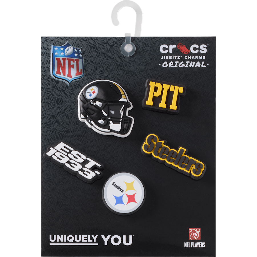 Crocs - NFL Pittsburgh Steelers 5 Pack Jibbitz Shoe Charm for Women|Men|Jibbitz™ Charms