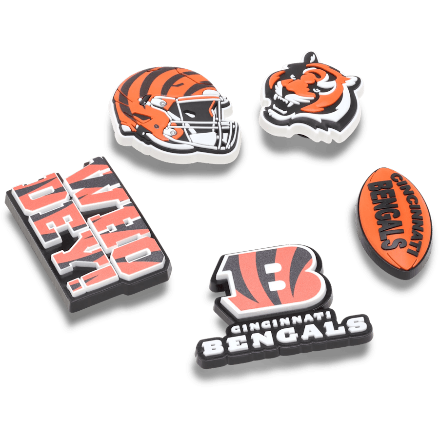 Crocs - NFL Cincinnati Bengals 5 Pack Jibbitz Shoe Charm for Women|Men|Jibbitz™ Charms