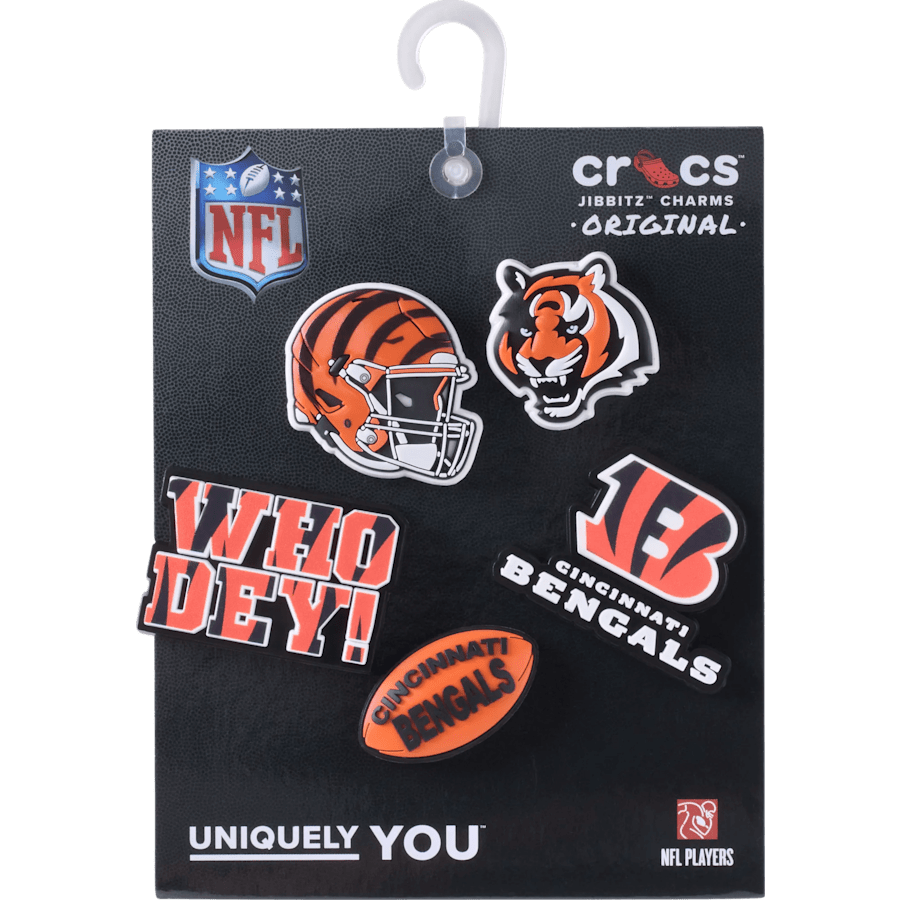 Crocs - NFL Cincinnati Bengals 5 Pack Jibbitz Shoe Charm for Women|Men|Jibbitz™ Charms