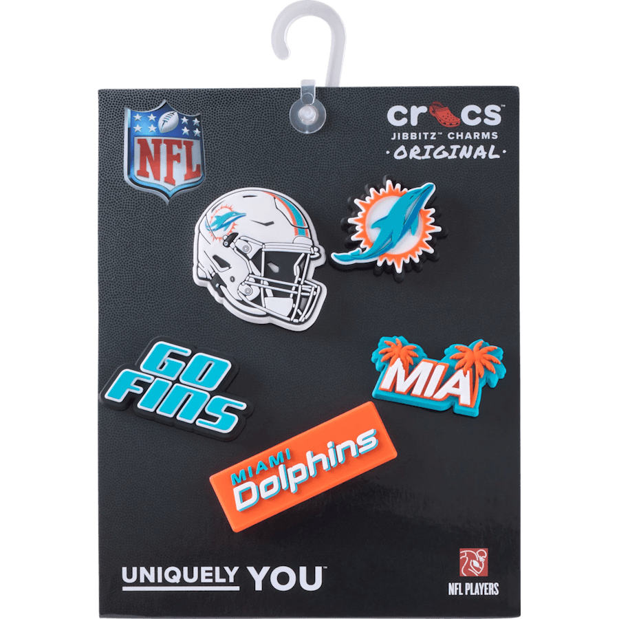 Crocs - NFL Miami Dolphins 5 Pack Jibbitz Shoe Charm for Women|Men|Jibbitz™ Charms