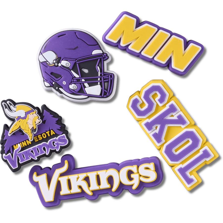 Crocs - NFL Minnesota Vikings 5 Pack Jibbitz Shoe Charm for Women|Men|Jibbitz™ Charms