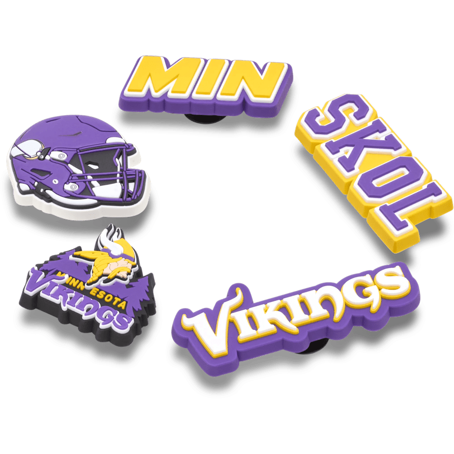 Crocs - NFL Minnesota Vikings 5 Pack Jibbitz Shoe Charm for Women|Men|Jibbitz™ Charms
