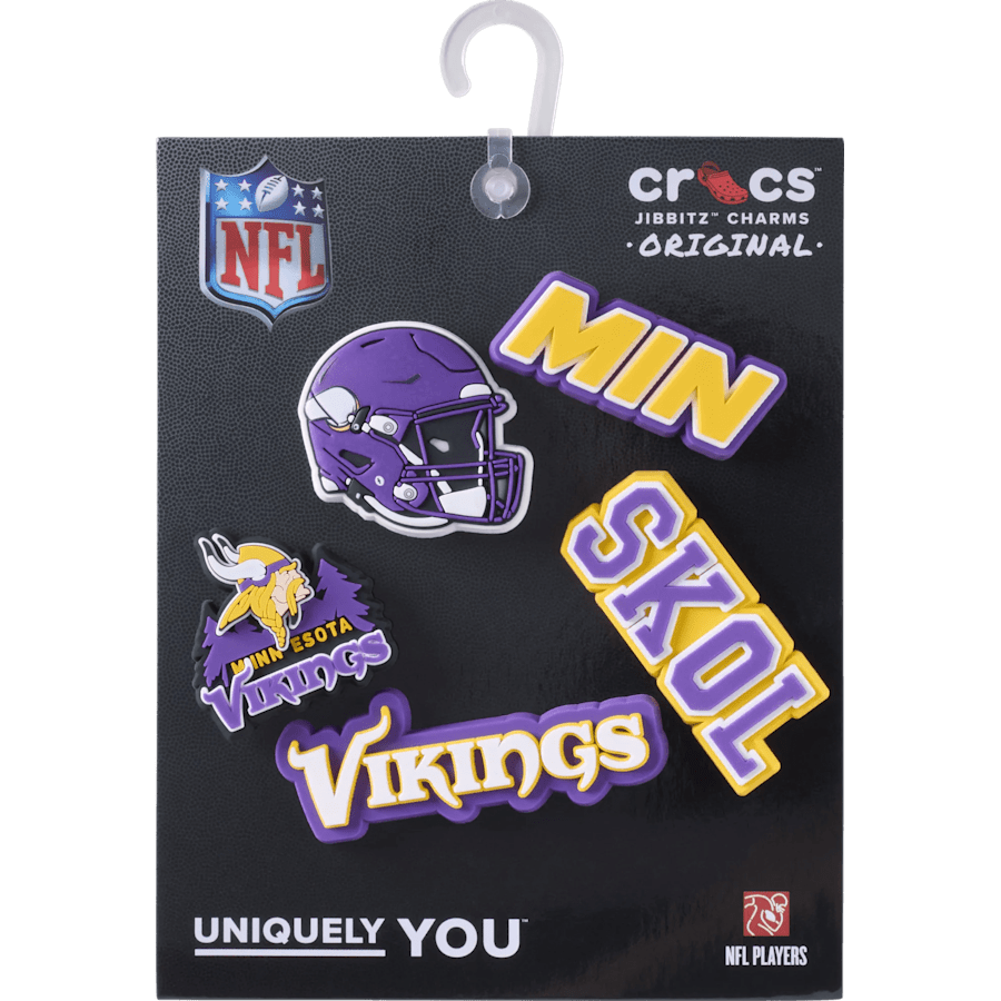 Crocs - NFL Minnesota Vikings 5 Pack Jibbitz Shoe Charm for Women|Men|Jibbitz™ Charms