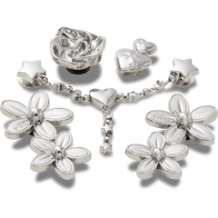 Crocs - Silver Meta Floral 5 Pack Jibbitz™ charms for Women|Men|Jibbitz™ Charms