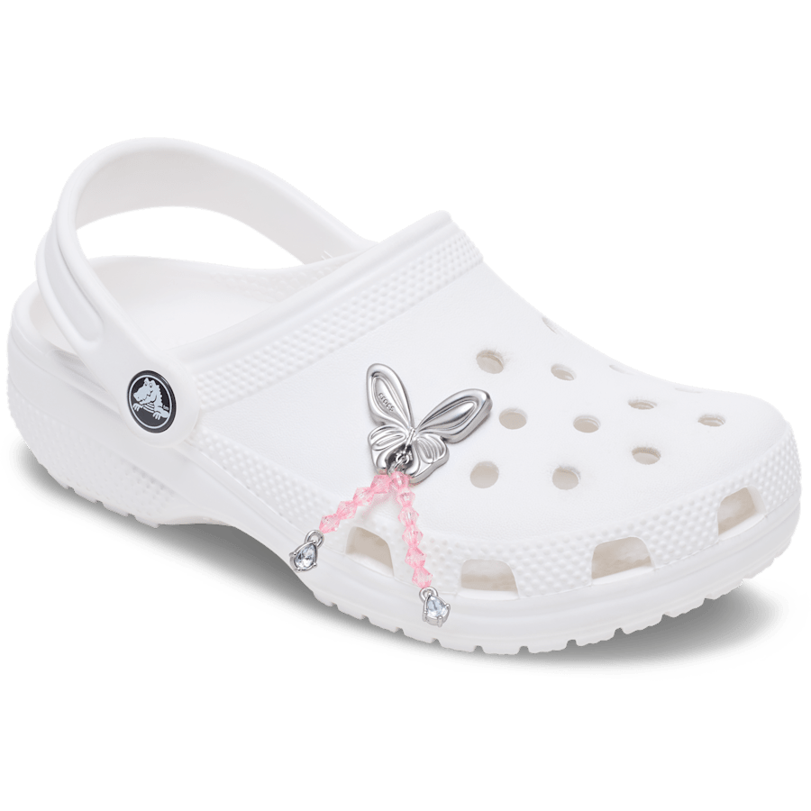 Crocs - Silver Beaded Meta Butterfly Jibbitz™ charms for Women|Men