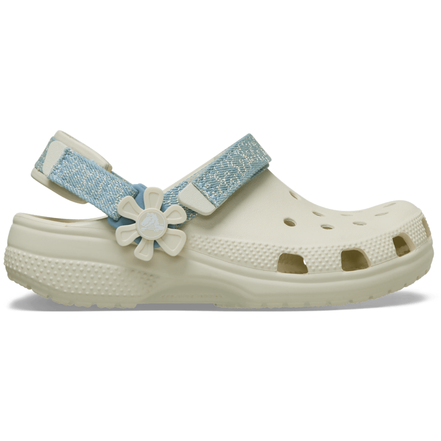 Crocs - Kids’ Classic Denim Flower Adjustable Backstrap Clog for Kids