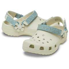 Crocs - Kids’ Classic Denim Flower Adjustable Backstrap Clog for Kids