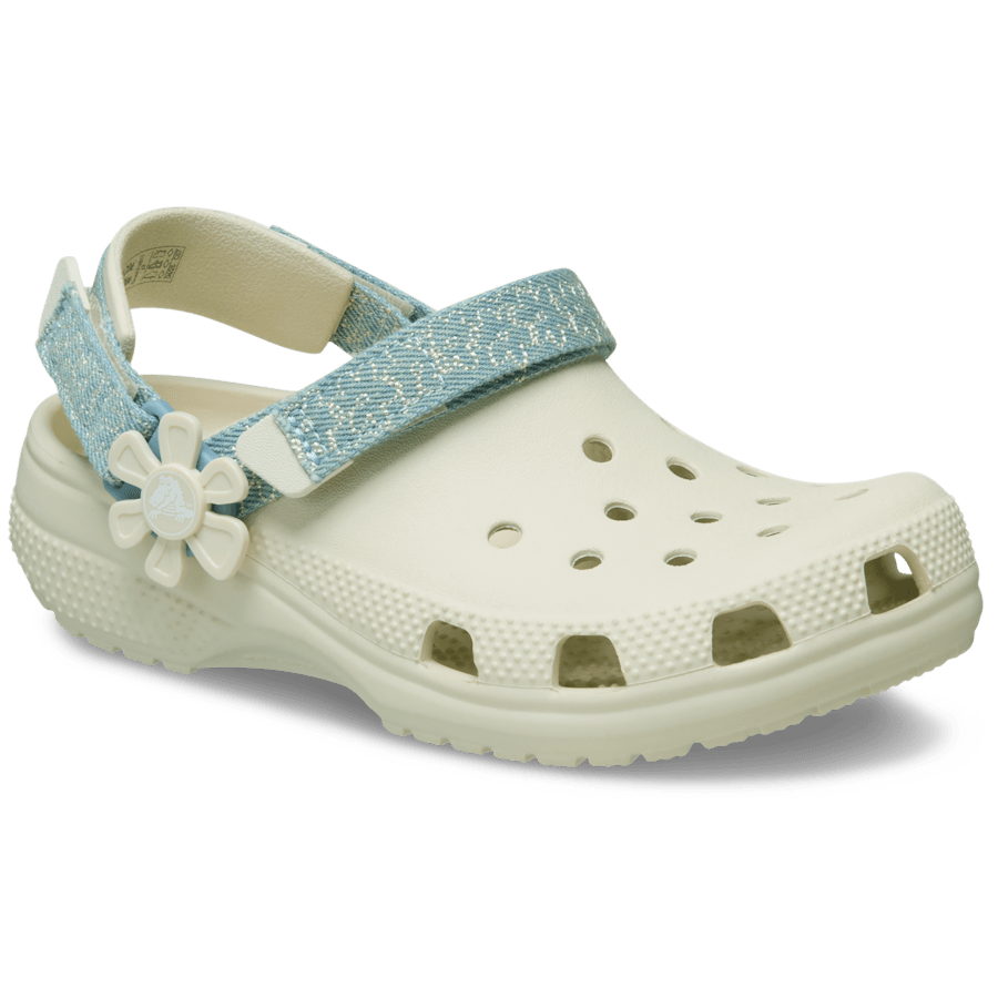 Crocs - Kids’ Classic Denim Flower Adjustable Backstrap Clog for Kids