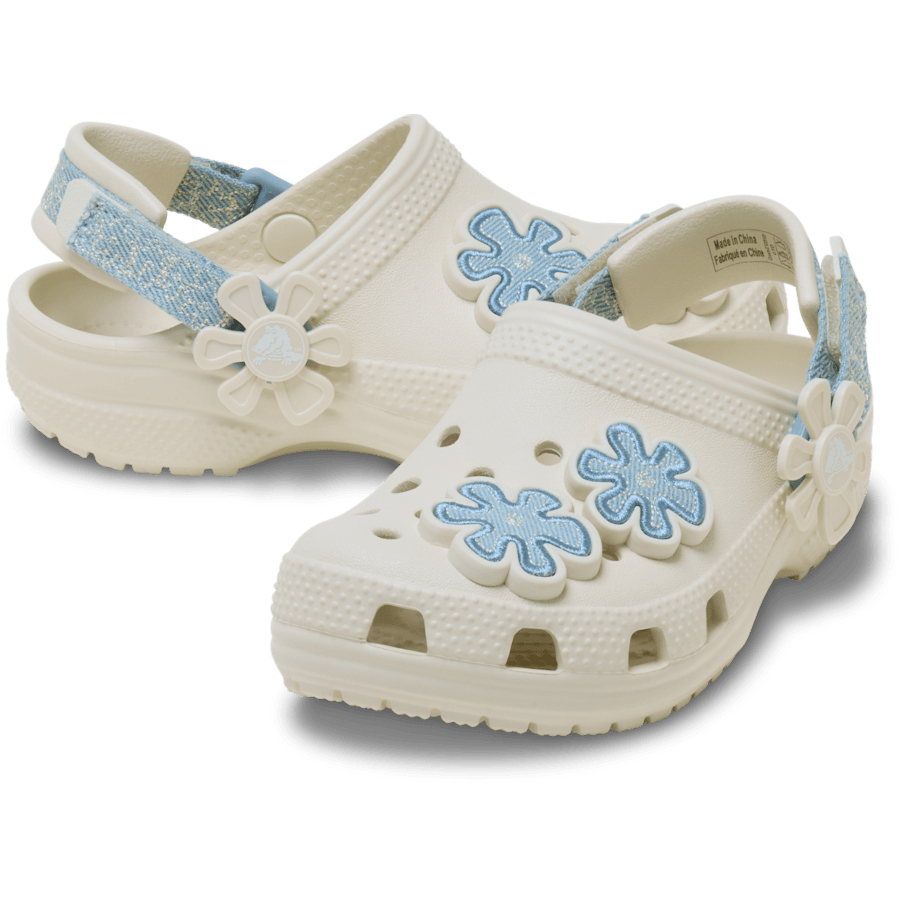 Crocs - Toddler Classic Denim Flower Adjustable Backstrap Clog for Kids