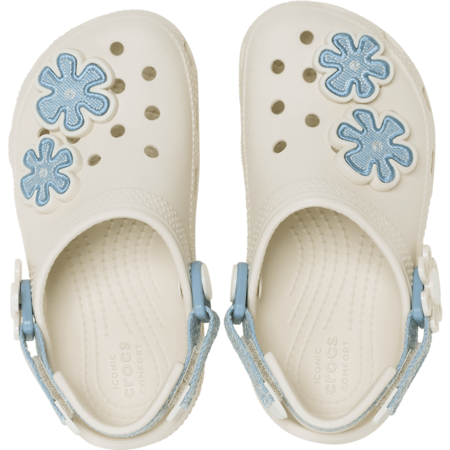 Crocs - Toddler Classic Denim Flower Adjustable Backstrap Clog for Kids